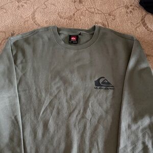 Quiksilver Olive Green Pullover Sweatshirt with Chest Logo